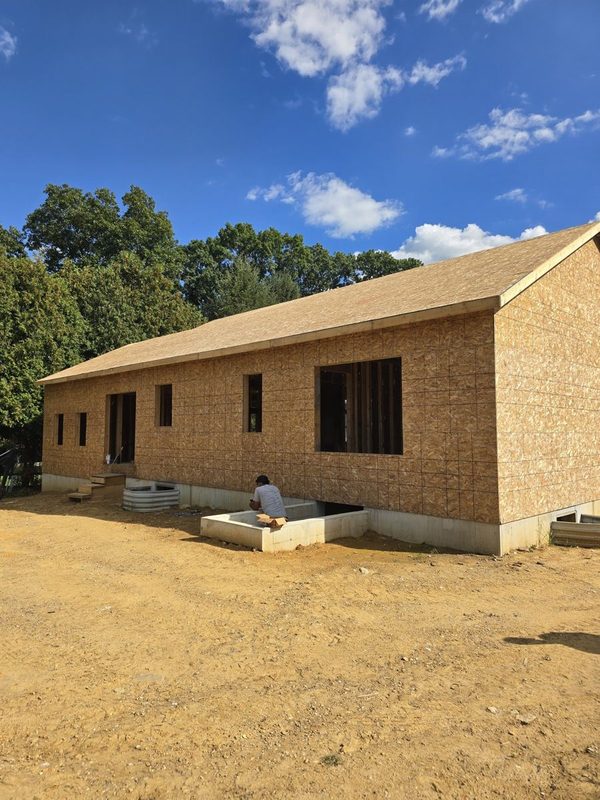 New construction: framed and sheathed single-story building